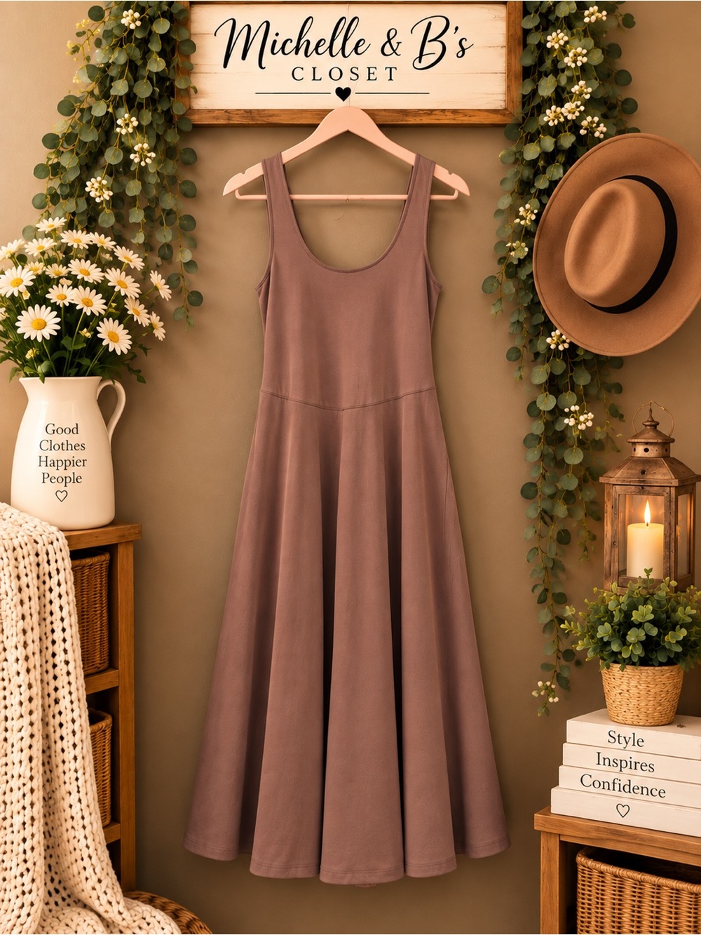 FP Movement by Free People Brown Scoop Neck Midi Dress